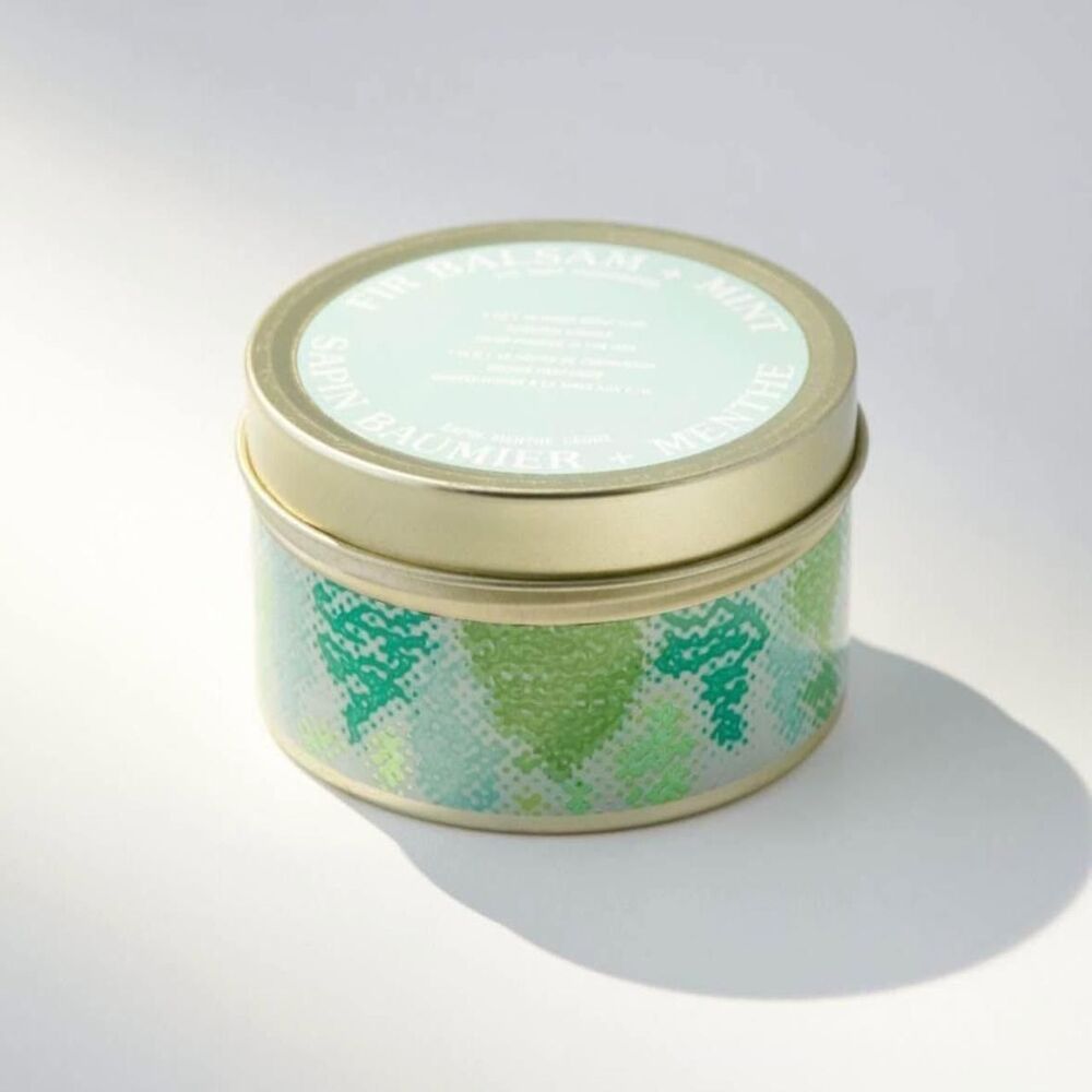 Urban Outfitters Holiday Artist Tin Candle Fir Balsam & Mint cedarwood NEW NWT